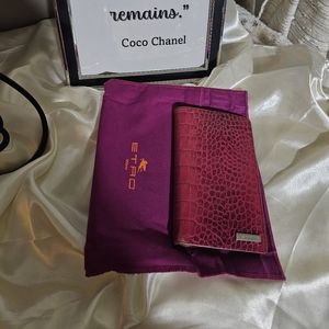 ETRO Milano Berry/Pink Crocodile Embossed Leather Wallet